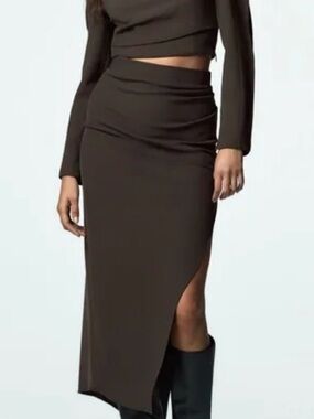 Zara Draped midi skirt with high side split